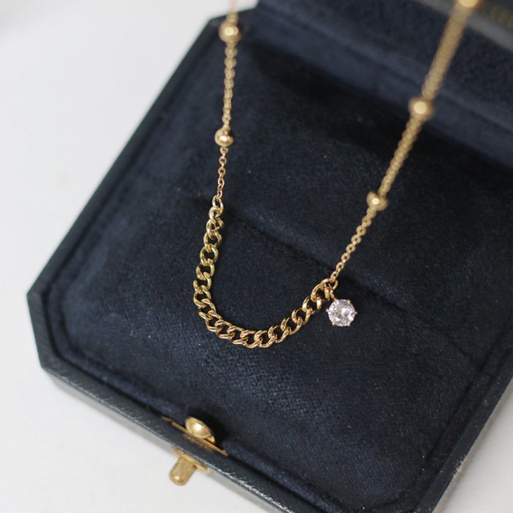 18K Gold Plated Diamond Drop Link Chain Necklace - Picture 6 of 10